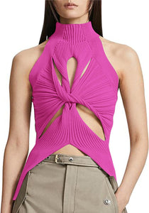 Modern Chic Pink Cut Out Sleeeless Knit Top