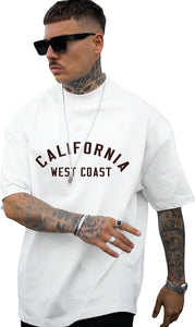 Men's White California Graphic Printed Short Sleeve T-Shirt