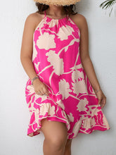 Load image into Gallery viewer, Plus Size Floral Pink Halter Sleeveless Dress