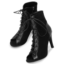 Load image into Gallery viewer, Gladiator Style Black Mesh Ankle Lace Up Booties