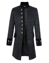 Load image into Gallery viewer, Men&#39;s Victorian Embroaidered Velvet Long Sleeve Dress Coat