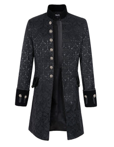 Men's Victorian Embroaidered Velvet Long Sleeve Dress Coat