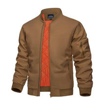 Load image into Gallery viewer, Men&#39;s Khaki Bomber Zip Up Long Sleeve Jacket