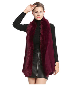 Beautiful Womens Fur Trim Sleeveless Cardigan Vest