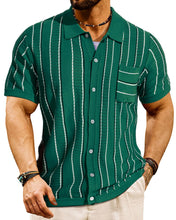 Load image into Gallery viewer, Men&#39;s Vintage Style Striped Polo Short Sleeve Short