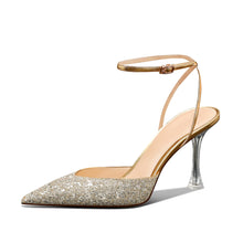 Load image into Gallery viewer, Pointed Toe Sequined Sling Back Heels