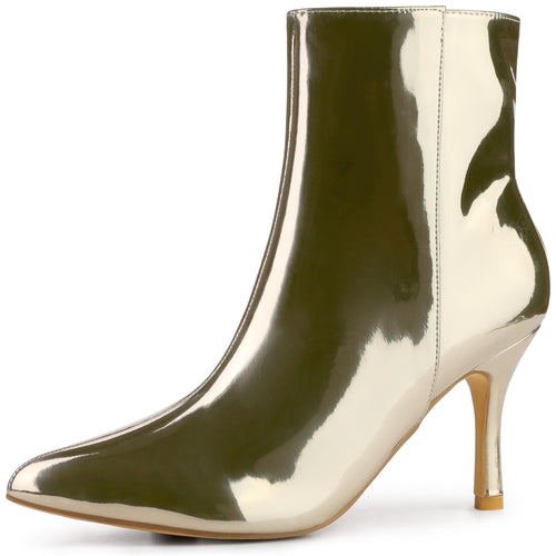 Metallic Gold Zipper Ankle Boots