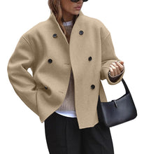 Load image into Gallery viewer, Women&#39;s Wool Stand Collar Long Sleeve Short Jacket