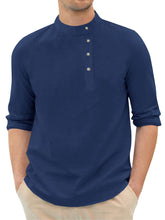 Load image into Gallery viewer, Men&#39;s Mandarin Collar Linen Shirt
