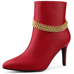 Chain Draped Stiletto Ankle Boots