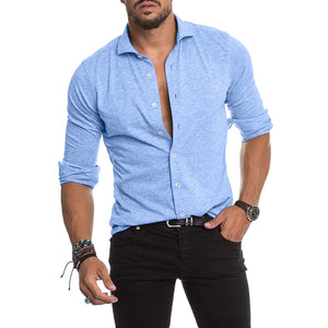 Men's Casual Cotton Long Sleeve Shirt
