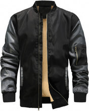 Load image into Gallery viewer, Men&#39;s Sherpa Lined Khaki/Black Windproof Bomber Jacket