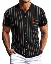 Load image into Gallery viewer, Men&#39;s Vintage Style Striped Polo Short Sleeve Short