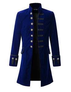 Men's Victorian Embroaidered Velvet Long Sleeve Dress Coat