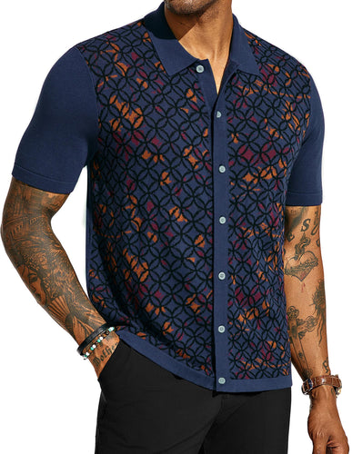 Men's Knit Polo Vintage Style Shirt