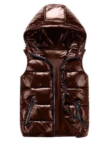 Metallic Hooded Lightweight Sleeveless Vest