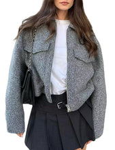 Load image into Gallery viewer, Chic Wool Long Sleeve Bomber Coat