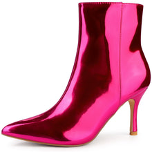 Load image into Gallery viewer, Metallic Hot Pink Zipper Ankle Boots
