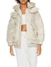 Load image into Gallery viewer, Metallic Puffer Long Style Hooded Coat