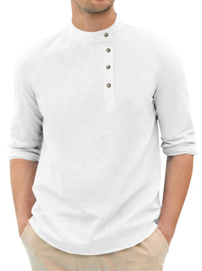 Men's Mandarin Collar Linen Shirt