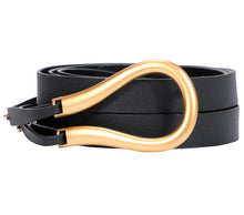 Load image into Gallery viewer, Gold Buckle Black Elastic Belt