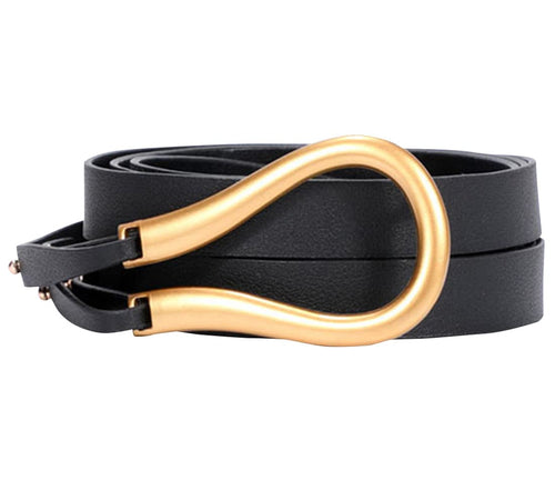 Gold Buckle Black Elastic Belt