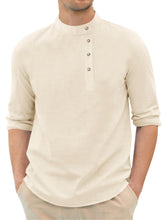 Load image into Gallery viewer, Men&#39;s Mandarin Collar Linen Shirt