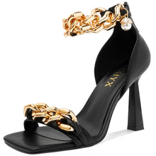 Load image into Gallery viewer, Chained Ankle Strap Black Luxury Dress Heels