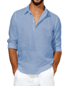Men's Cuban Style Long Sleeve Casual Shirt