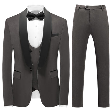 Men's Velvet Grey Tuxedo 3pc Dress Suit