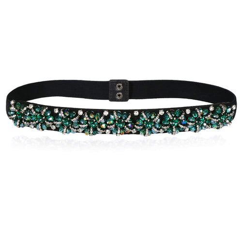 Beaded Rhinestone Skinny Stretch Belt