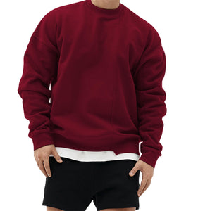 Men's Patchwork Knit Black Long Sleeve Pullover Sweatshirt