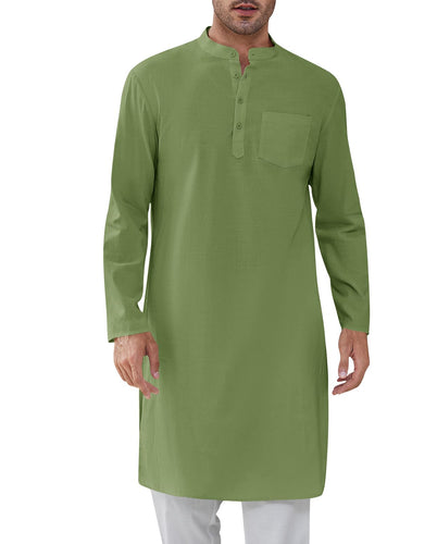 Men's Long Sleeve Kaftan Style Cotton Shirt