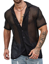 Load image into Gallery viewer, Men&#39;s Button Down Light Coffee Short Sleeve Knit Summer Shirt