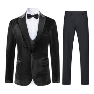Men's 3pc Royal Blue Velvet Slim Fit Formal Jacket & Pants Suit