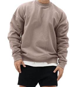 Men's Patchwork Knit Black Long Sleeve Pullover Sweatshirt