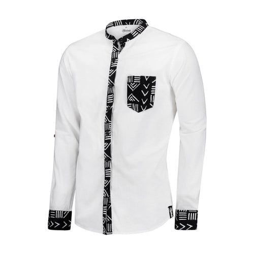 Men's Cotton African Print Long Sleeve Shirt