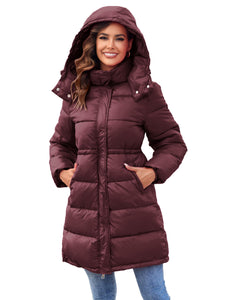 Winter Puffer Pink Long Sleeve Silver Removable Hooded Coat