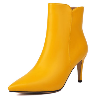 Faux Leather Yellow Casual Style Ankle Boots