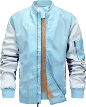 Load image into Gallery viewer, Men&#39;s Sherpa Lined Emerald Green/Grey Windproof Bomber Jacket
