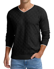 Load image into Gallery viewer, Men&#39;s White Knit Basketweave Long Sleeve V Neck Sweater