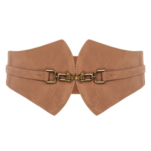 Vintage Style Gold Buckle Wide Elastic Belt