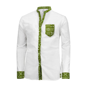 Men's Cotton African Print Long Sleeve Shirt