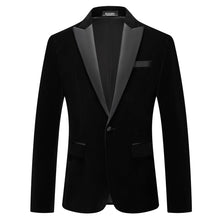 Load image into Gallery viewer, Men&#39;s Black Velvet Peaked Lapel Wedding Formal Blazer