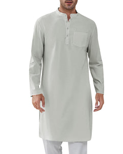 Men's Long Sleeve Kaftan Style Cotton Shirt