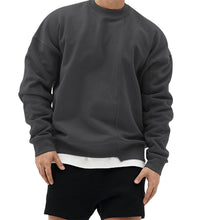 Load image into Gallery viewer, Men&#39;s Patchwork Knit Black Long Sleeve Pullover Sweatshirt