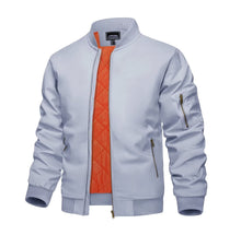 Load image into Gallery viewer, Men&#39;s Light Blue Bomber Zip Up Long Sleeve Jacket