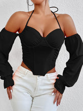 Load image into Gallery viewer, Black Sweetheart Open Shoulder Long Sleeve Top