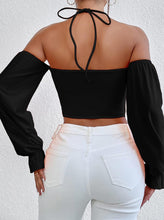 Load image into Gallery viewer, Black Sweetheart Open Shoulder Long Sleeve Top