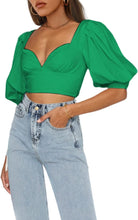 Load image into Gallery viewer, Sweetheart Puff Sleeve White Crop Top